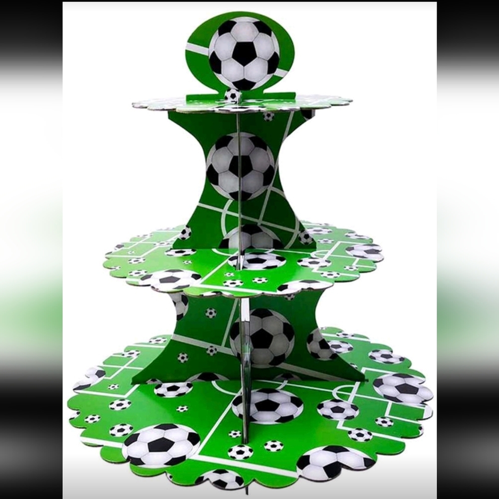 Soccer Themed Green Cupcake Stand